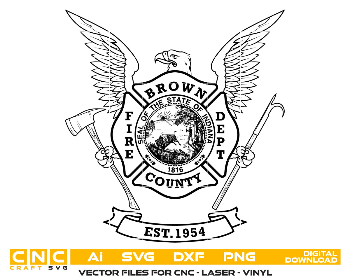 Brown County Fire Department Badge SVG Indiana Fire Rescue Vector