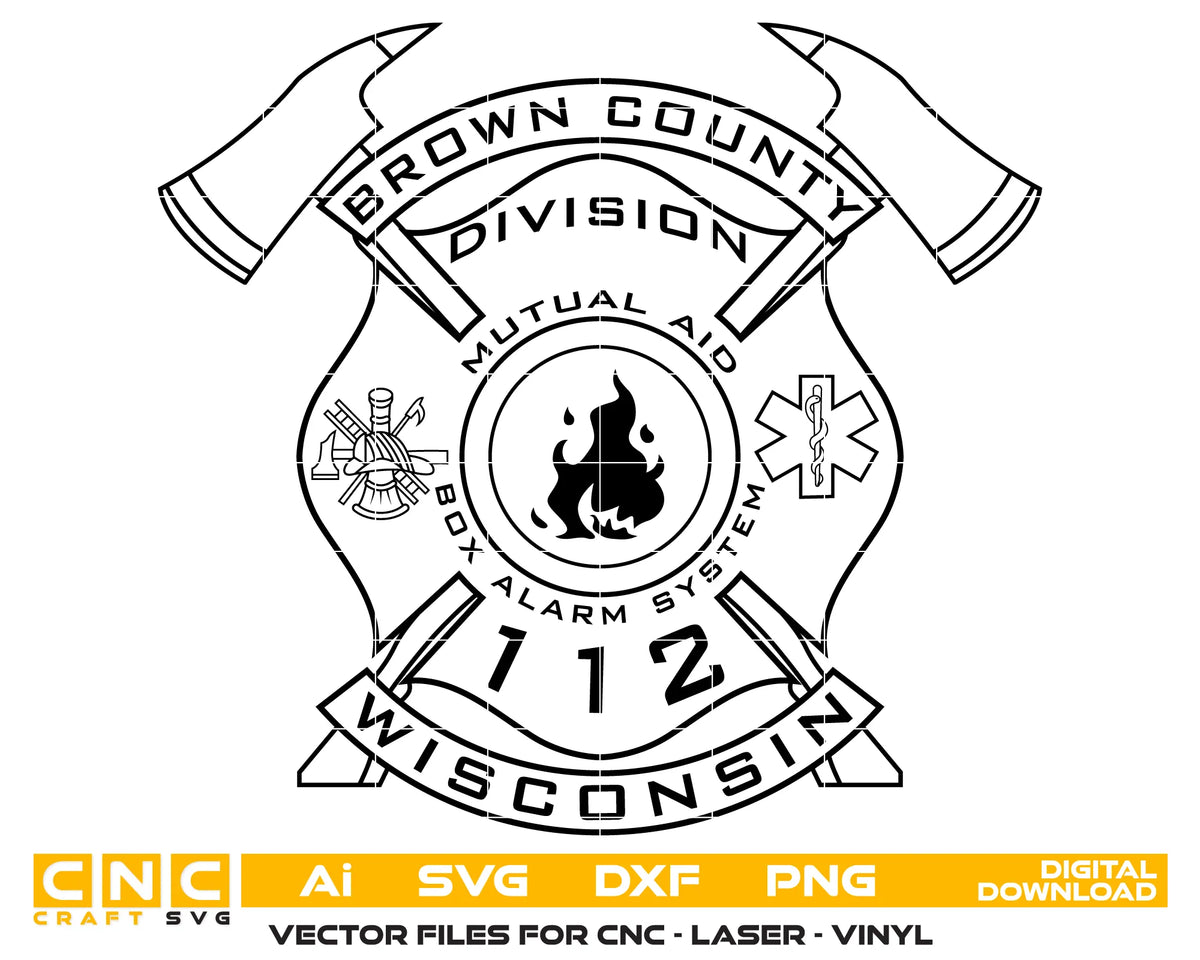 Brown County Fire MABAS Division 112 Emblem SVG Wisconsin Fire Department Vector