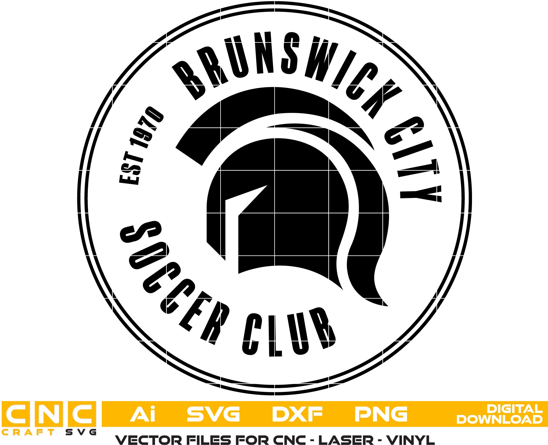 Brunswick City Soccer Club Logo SVG

Spartan Helmet Soccer Vector Design

Brunswick City EST 1970 Sign File

Football Club Crest Engraving File

Soccer Club Shield CNC File