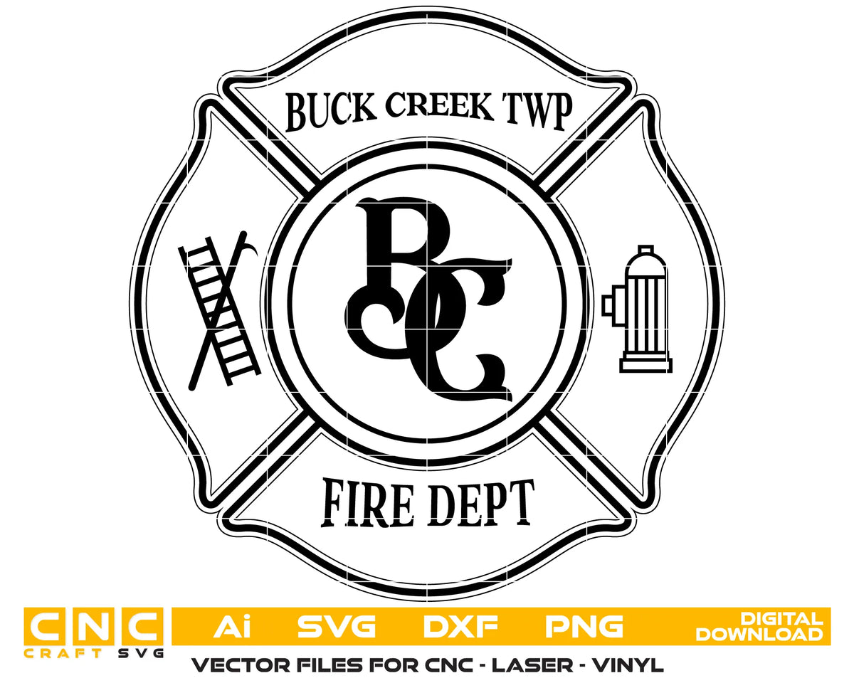 Buck Creek Township Fire Department Badge SVG Fire Rescue Vector