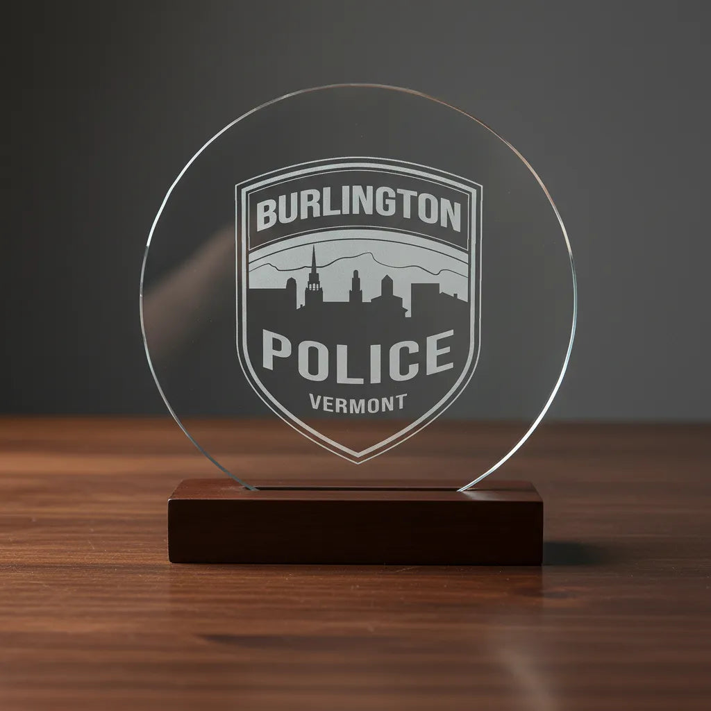 Burlington Police Department Patch SVG

Vermont Law Enforcement Vector Design

City Skyline Shield Engraving File

Burlington VT Police Sign CNC File

Police Uniform Patch Vector for Lasers