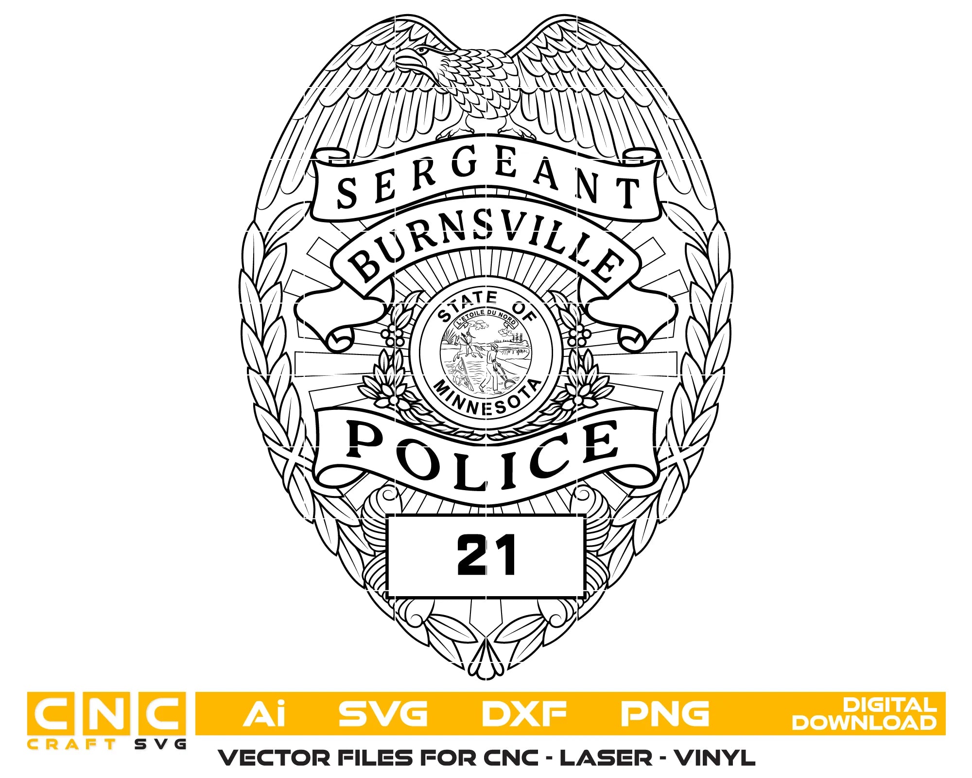 Burnsville Police Sergeant Badge SVG Minnesota Law Enforcement Vector