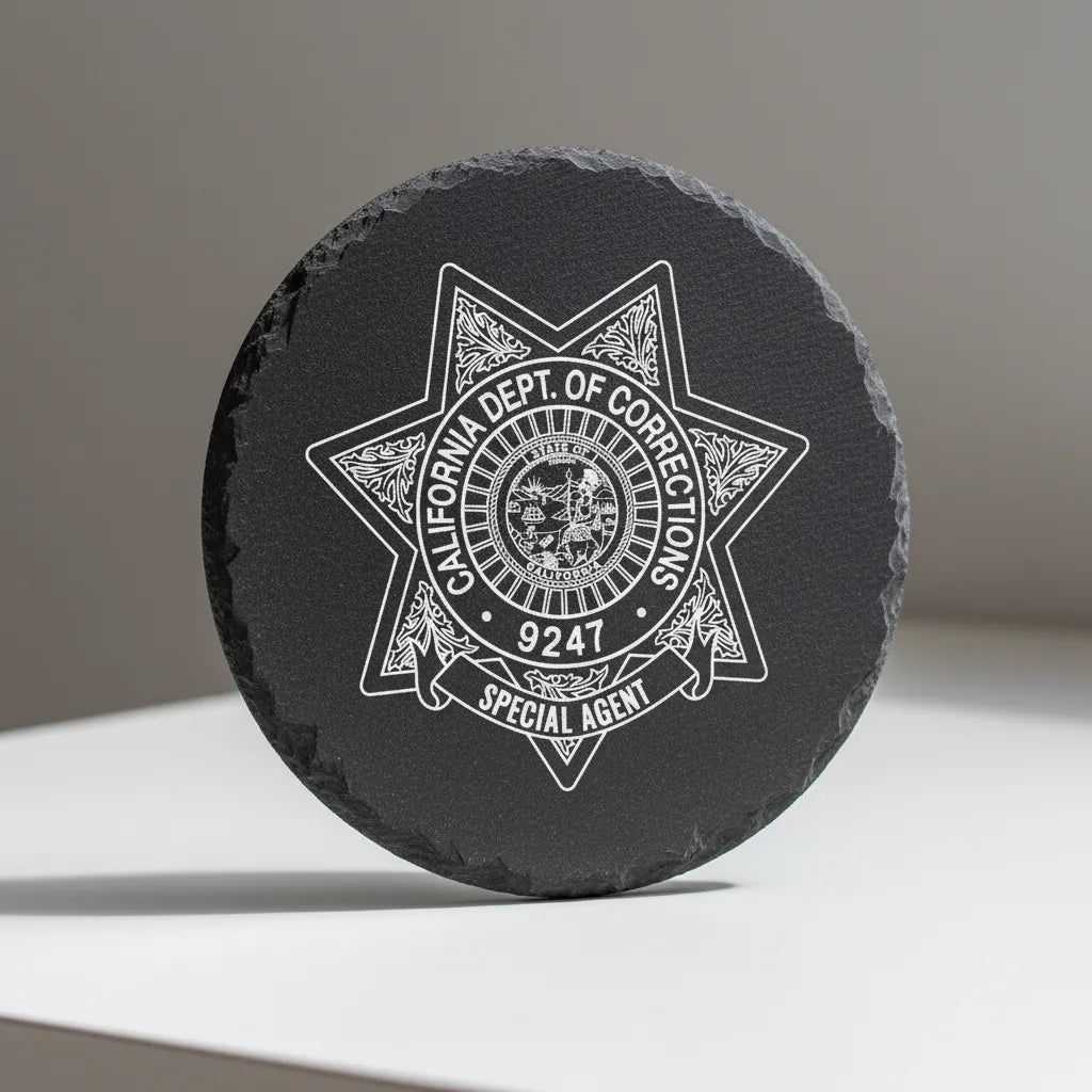 California Dept of Corrections Special Agent Badge SVG

CA Law Enforcement Seven Pointed Star Vector Design

State of California Seal Engraving File

CDCR Special Agent Badge Sign CNC File

Corrections Officer Badge Vector for Lasers