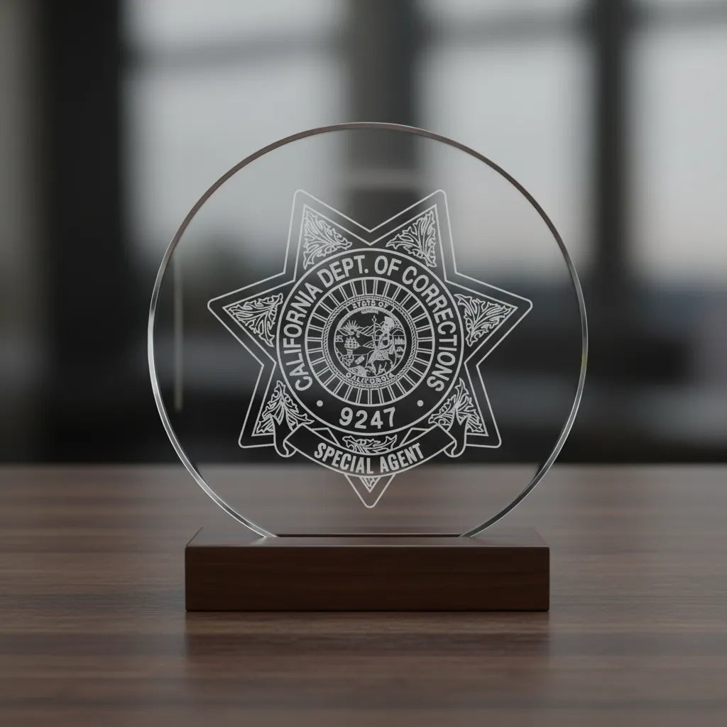 California Dept of Corrections Special Agent Badge SVG

CA Law Enforcement Seven Pointed Star Vector Design

State of California Seal Engraving File

CDCR Special Agent Badge Sign CNC File

Corrections Officer Badge Vector for Lasers