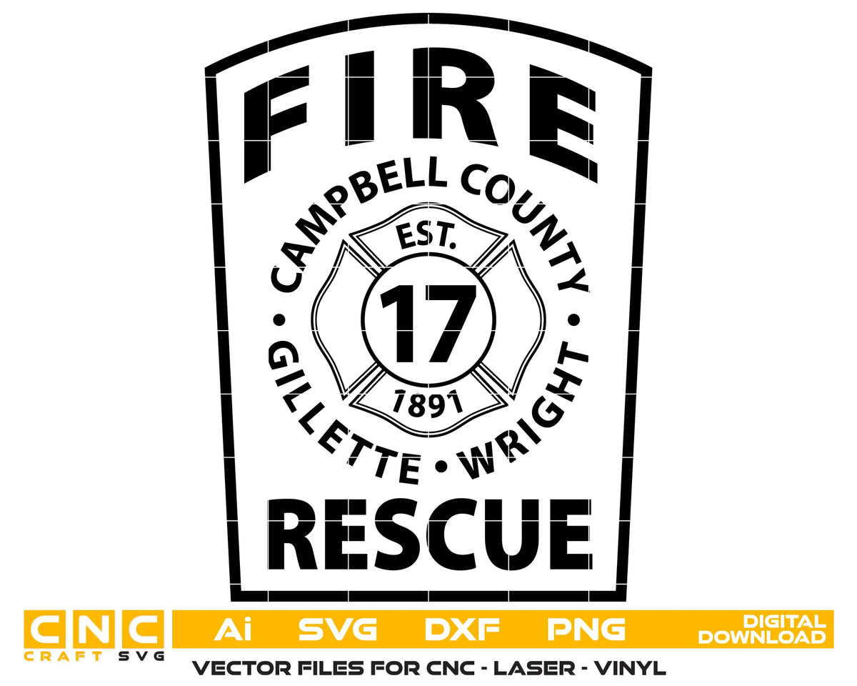Campbell County Fire Department Patch Wyoming SVG Firefighter Vector