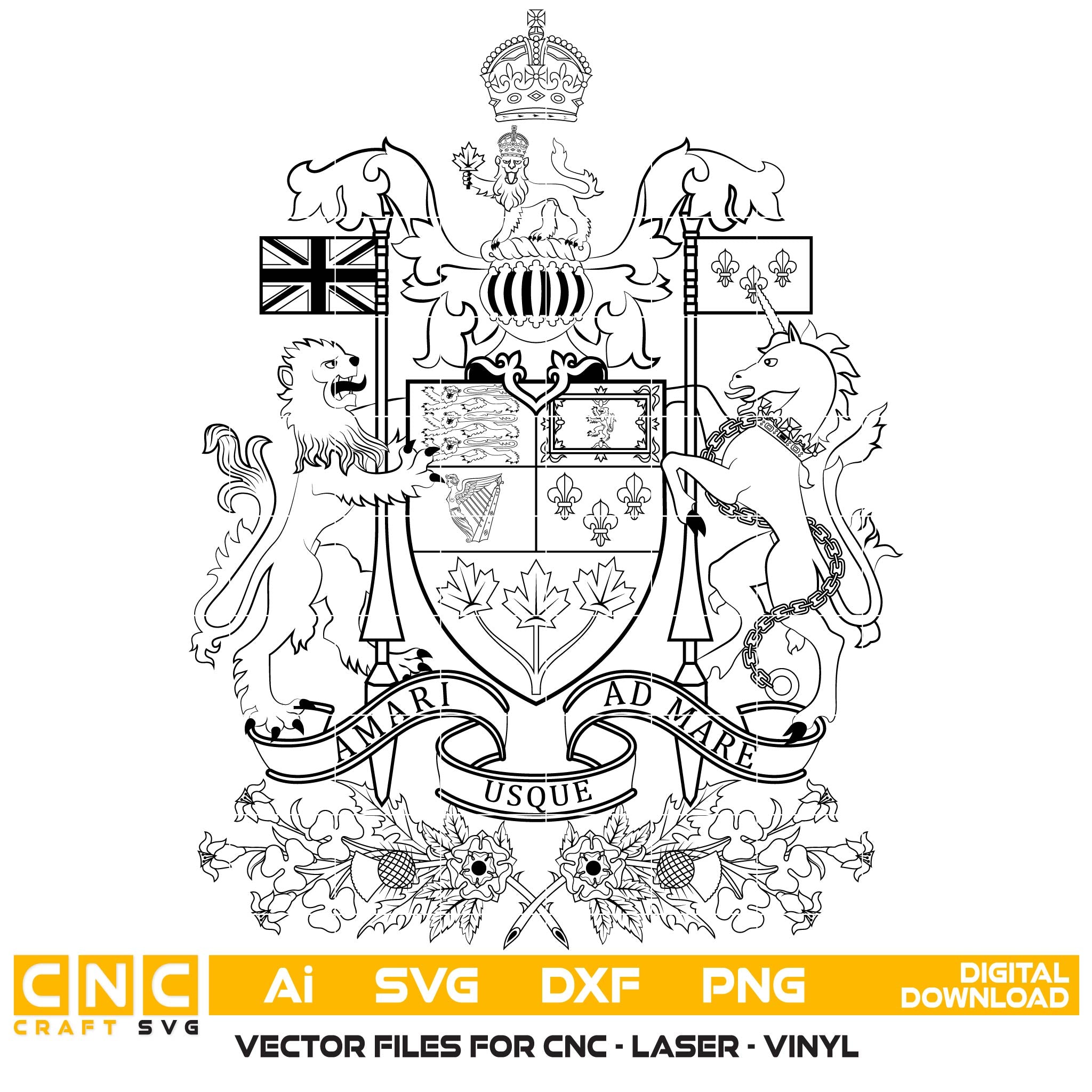 Coat of Arms of Canada SVG for CNC

Canada National Emblem Vector for Laser Engraving

Canadian Royal Shield Emblem for Wood Carving

Professional Canada Coat of Arms Vector Design

Canada SVG Emblem Logo for CNC Router Projects