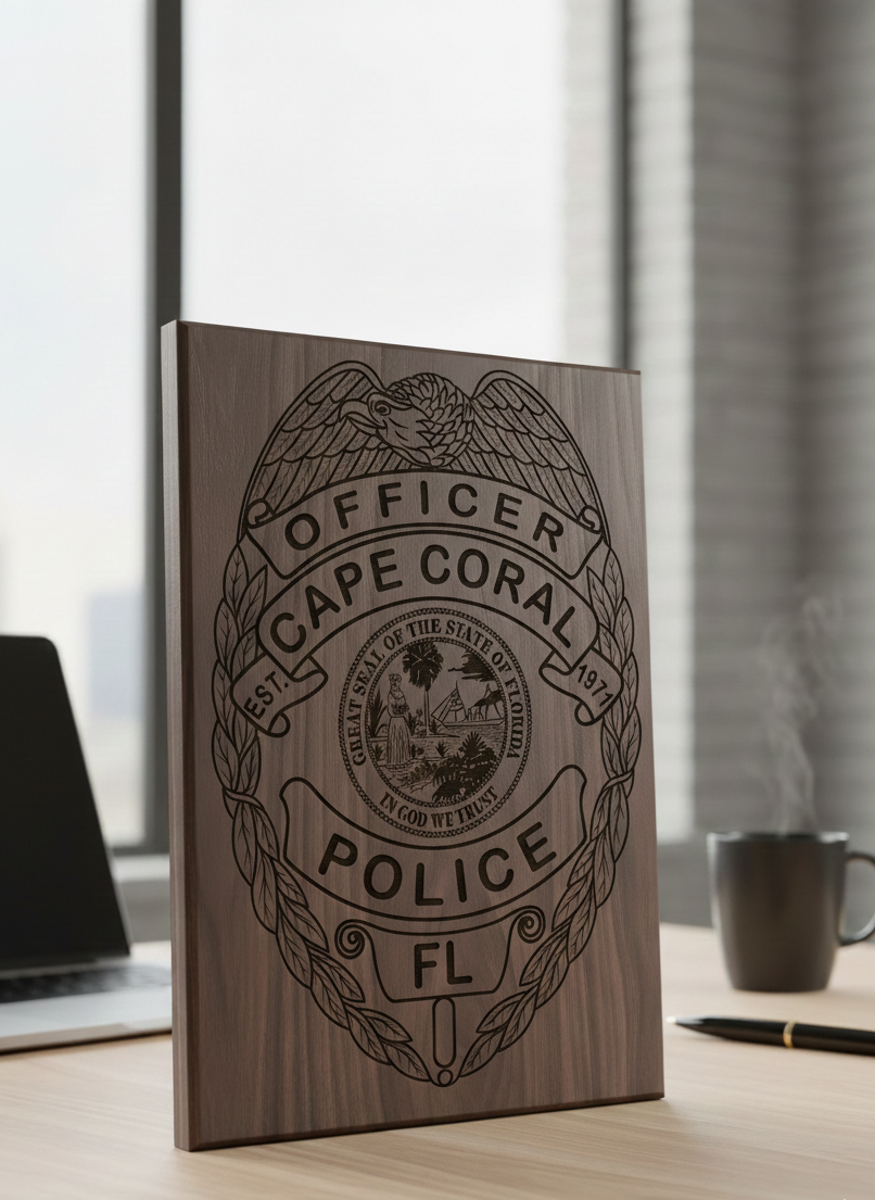 Cape Coral Florida Police Badge SVG

Florida Law Enforcement Emblem Vector

FLPD Officer Badge CNC File

Cape Coral Police Logo for Engraving

Custom Police Officer Gift SVG