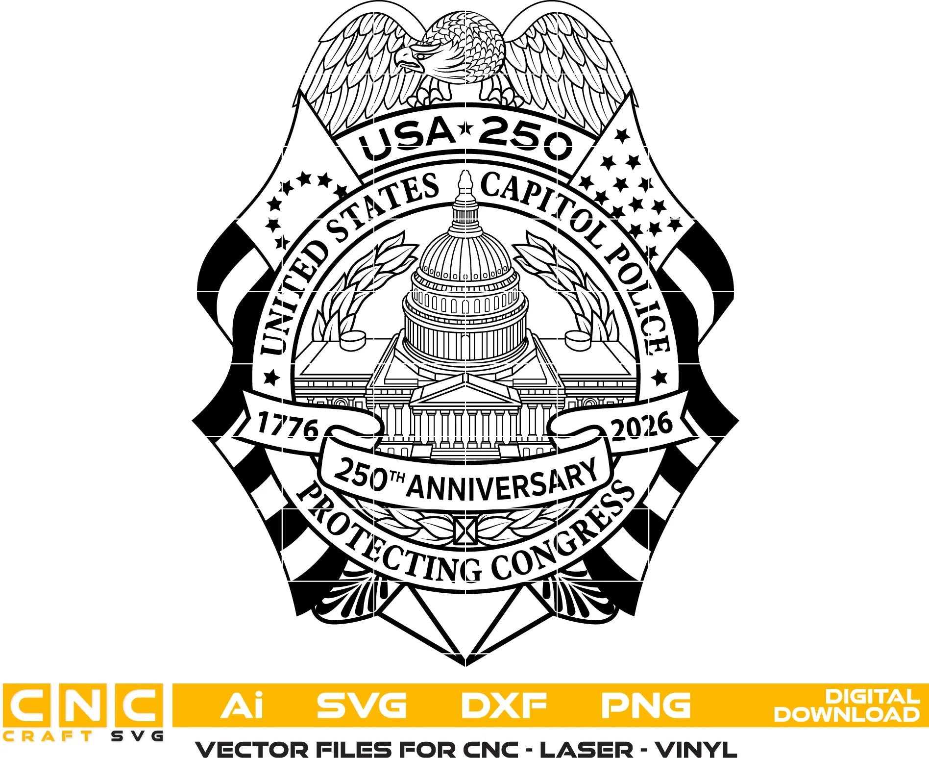 United States Capitol Police emblem with text and design elements on a white background