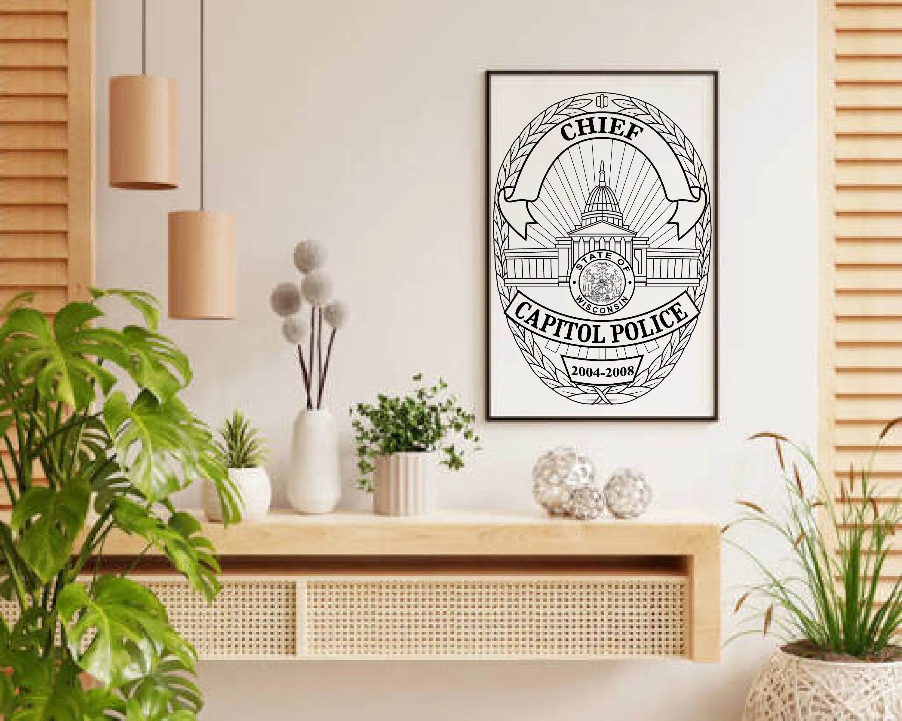 Capitol Police Chief Badge SVG Wisconsin Law Enforcement Vector
