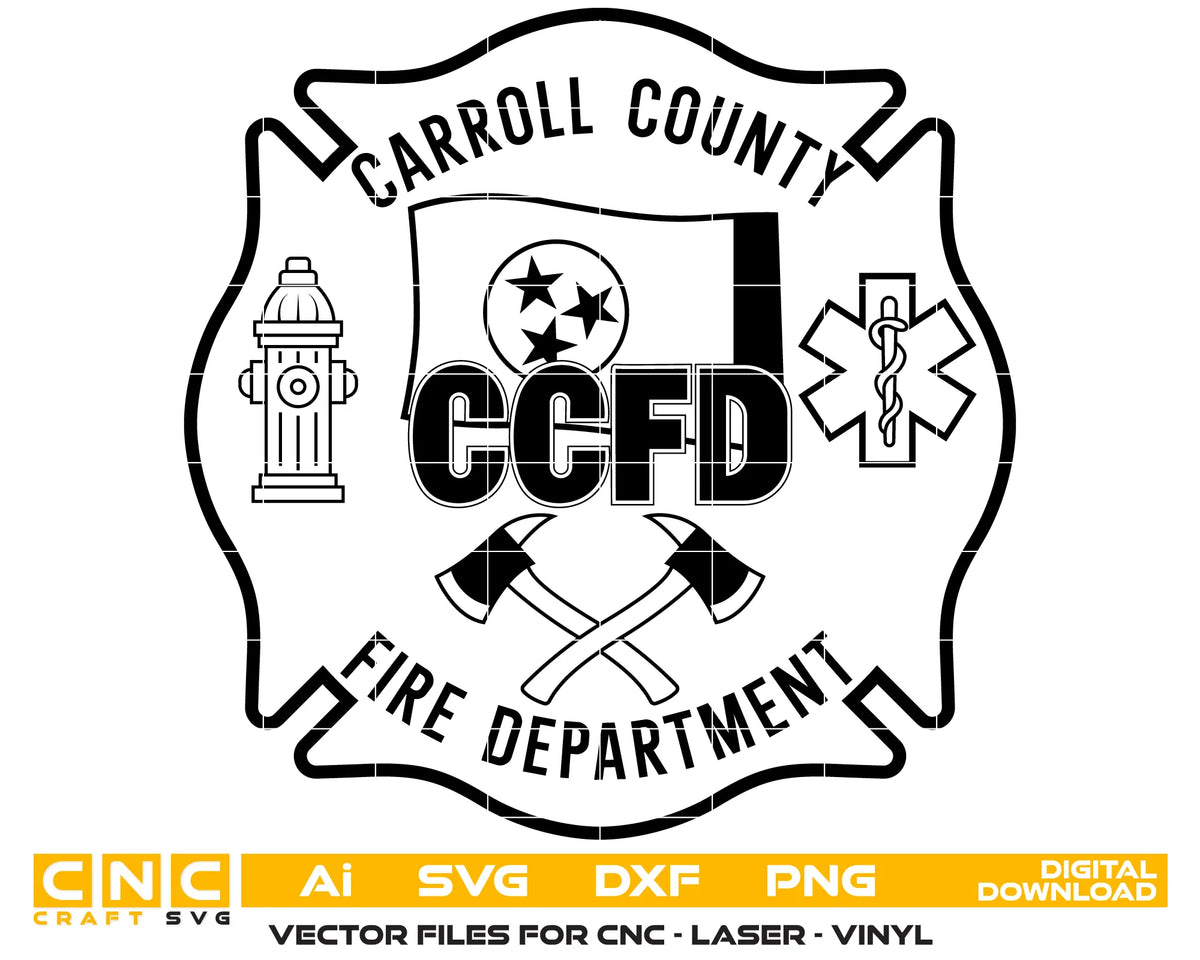 Carroll County Fire Department Badge Tennessee SVG Fire Rescue Vector