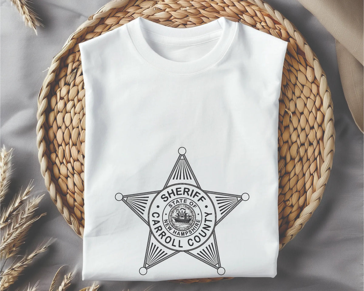 Carroll County New Hampshire Sheriff Badge SVG, Carroll County Sheriff Badge Vector, New Hampshire Sheriff Badge SVG, NH Sheriff Star Badge, Law Enforcement Badge Vector, Badge Engraving File