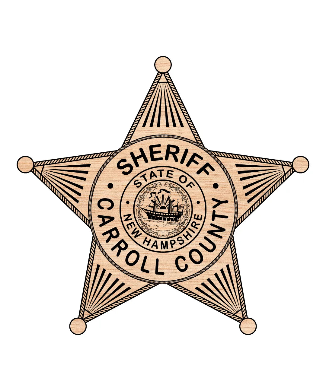 Carroll County New Hampshire Sheriff Badge SVG, Carroll County Sheriff Badge Vector, New Hampshire Sheriff Badge SVG, NH Sheriff Star Badge, Law Enforcement Badge Vector, Badge Engraving File