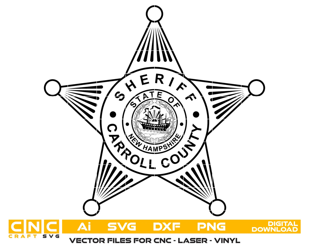 Carroll County Sheriff's Office Badge New Hampshire SVG Law Enforcement Vector
