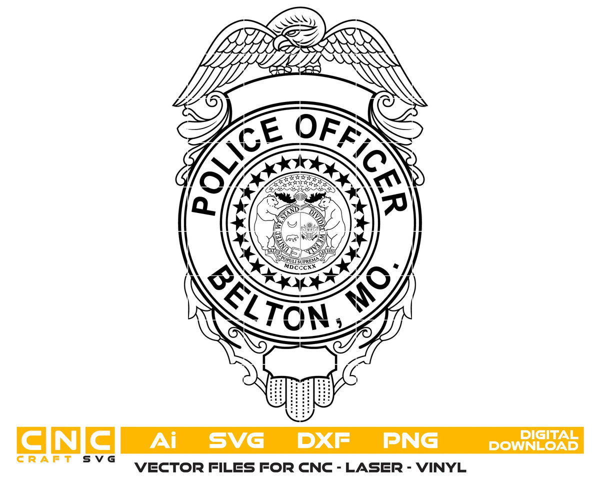 Cass County Belton Police Officer Badge MO SVG Police Vector