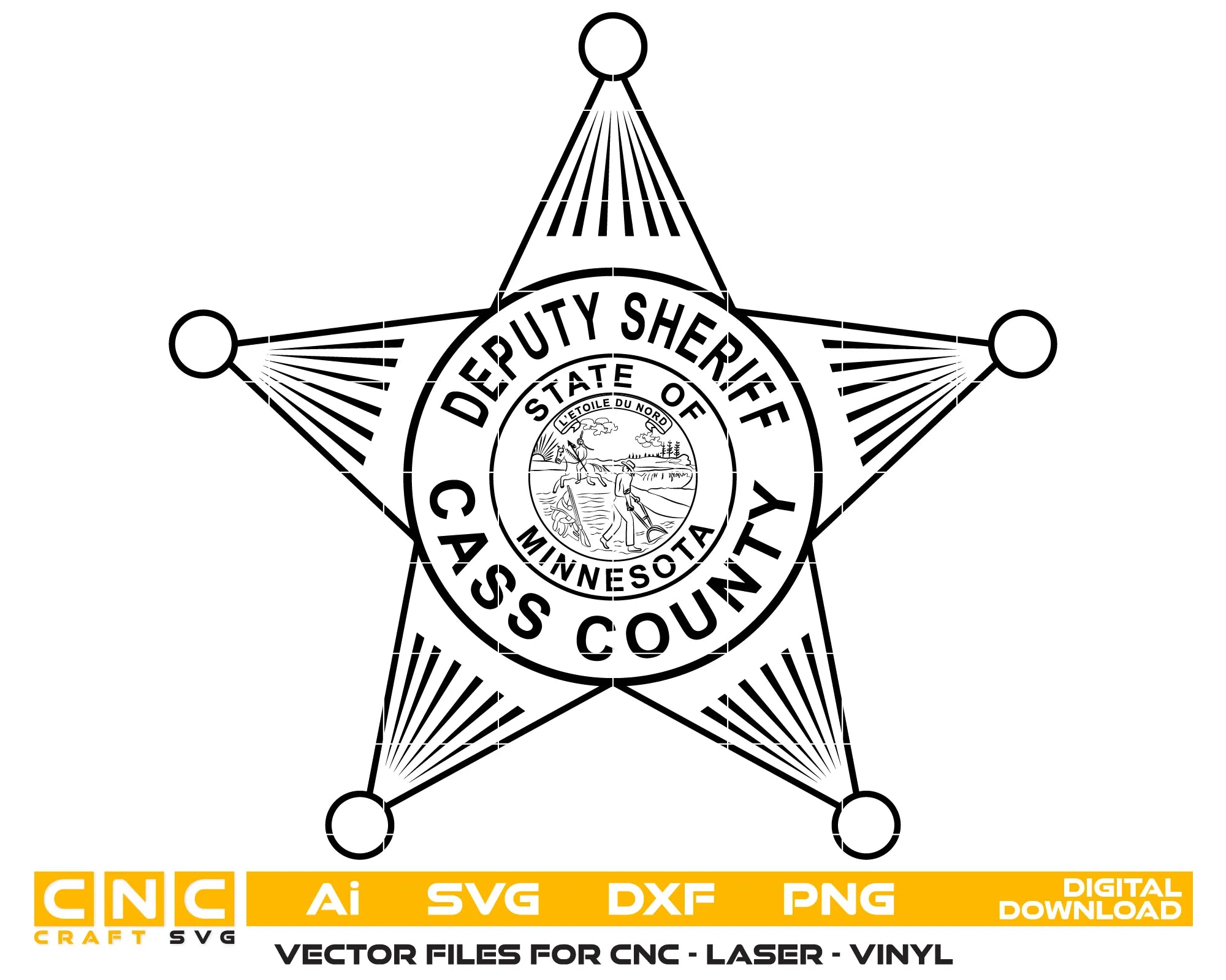 Cass County Deputy Sheriff Badge SVG Minnesota Law Enforcement Vector