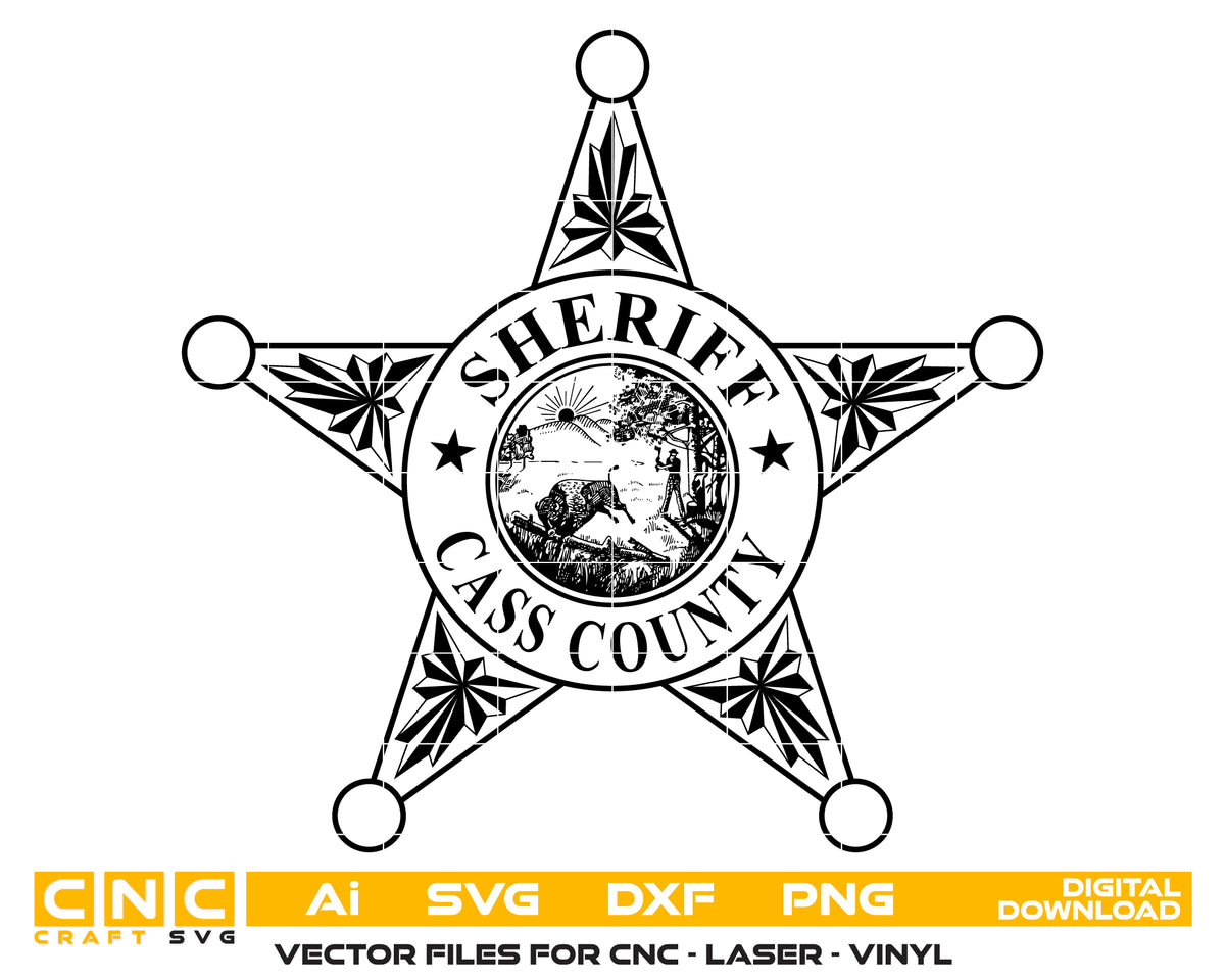 Cass County Sheriff Badge SVG Indiana Law Enforcement Vector