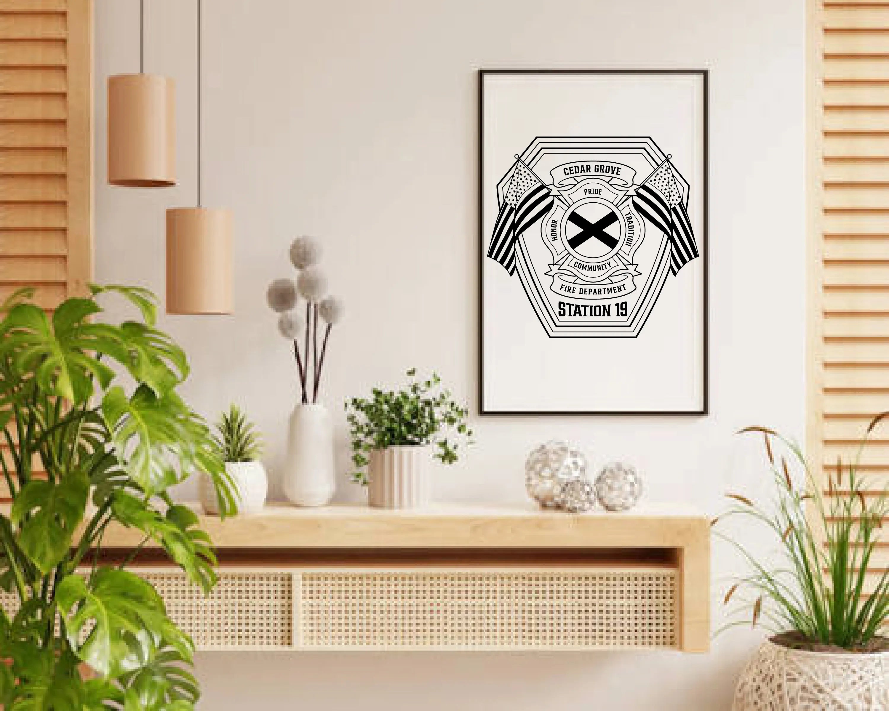 Cedar Grove Fire Department Station 19 Emblem SVG Firefighter Vector