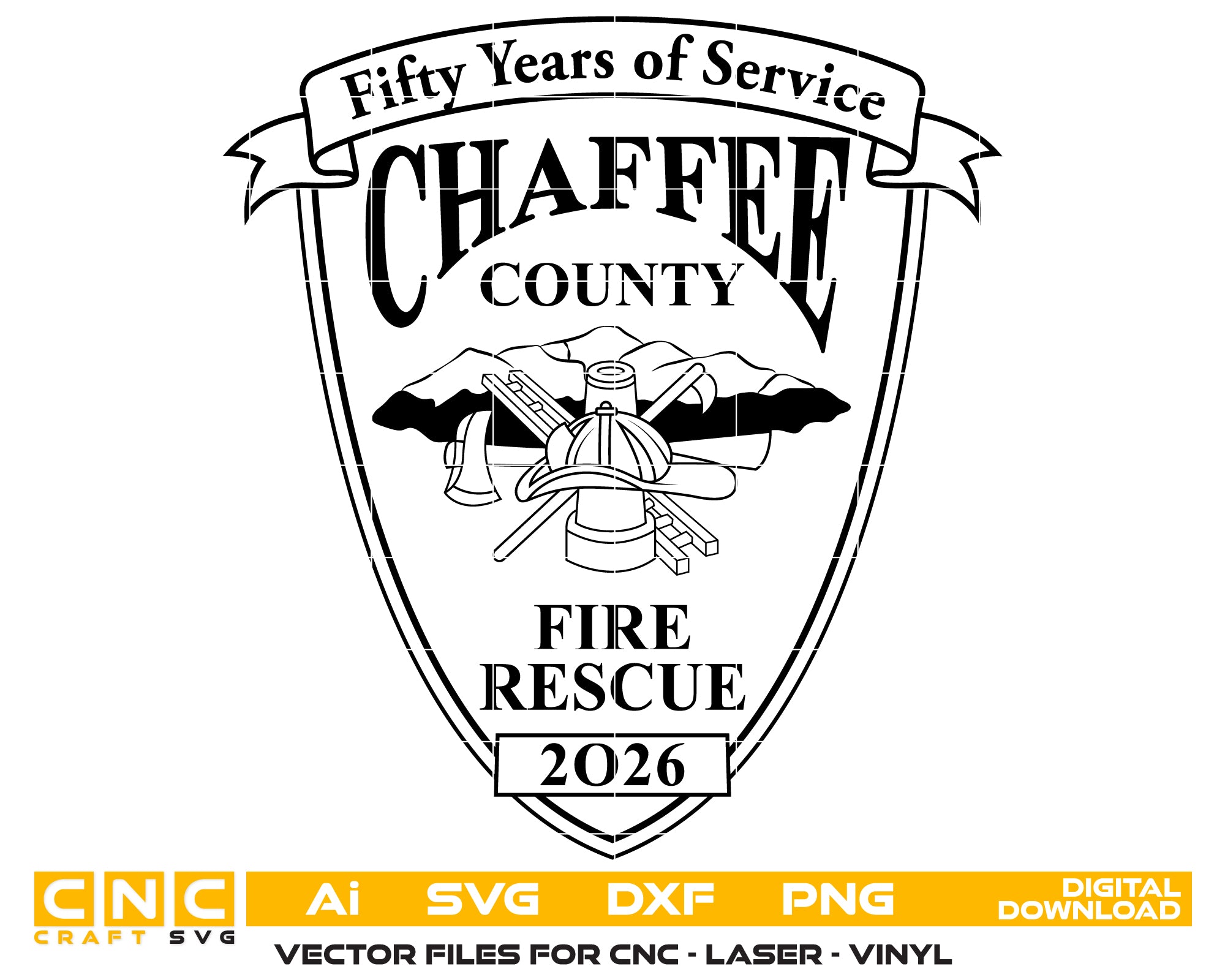 Chaffee County Fire Protection District Logo SVG

Colorado Fire Department Vector Design

Mountain Landscape Fire Rescue Engraving File

Chaffee County CO Fire Sign CNC File

Firefighter Maltese Cross Vector for Laser Cutting
