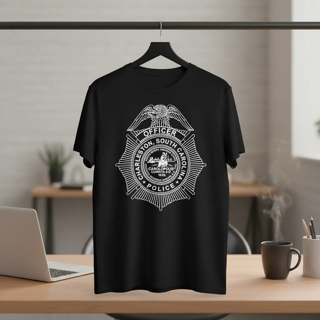 Charleston Police Officer Badge SVG

South Carolina Law Enforcement Vector Design

Eagle Sunburst Police Badge Engraving File

Charleston SC Police Sign CNC File

Historic City Seal Badge Vector for Laser Cutting