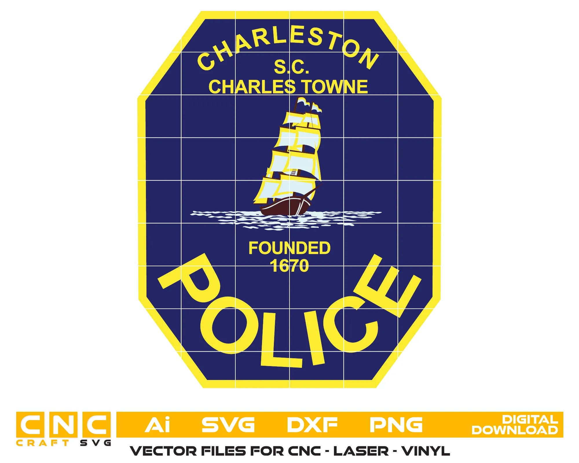 Charleston Police Patch SVG

South Carolina Law Enforcement Vector Design

Octagonal Police Patch Engraving File