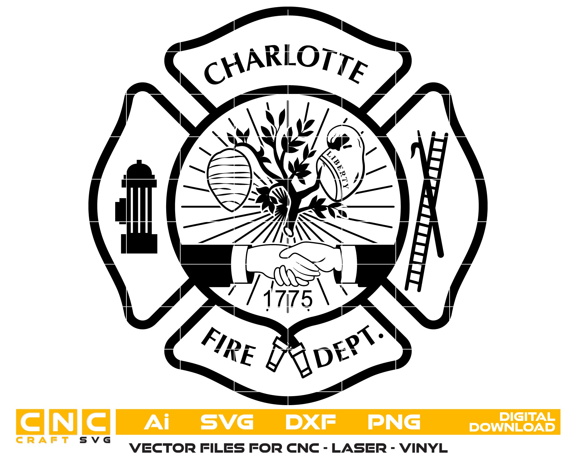 Charlotte Fire Department Badge SVG

North Carolina Firefighter Vector Design

Vintage Fire Engine Shield Engraving File

Charlotte NC Fire Sign CNC File

Eagle Fire Badge Vector for Laser Cutting
