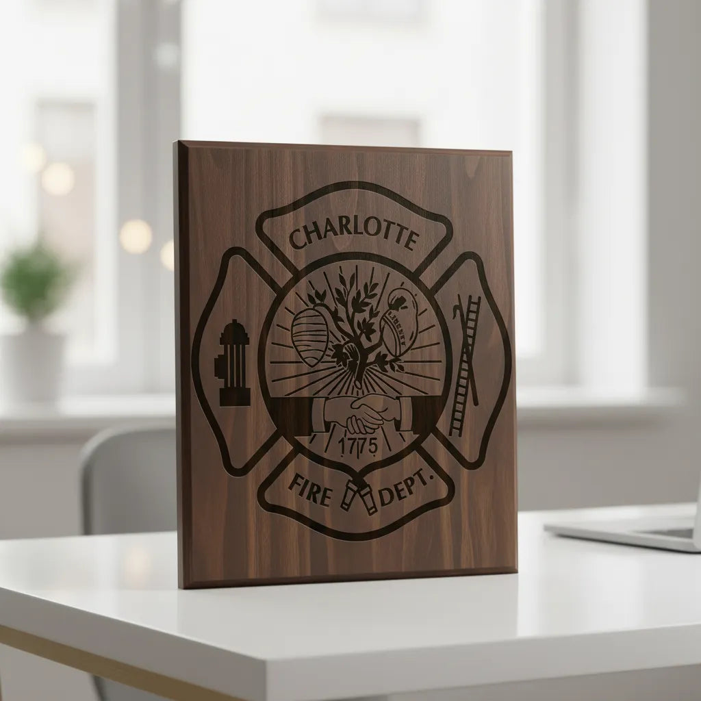 Charlotte Fire Department Badge SVG

North Carolina Firefighter Vector Design

Vintage Fire Engine Shield Engraving File

Charlotte NC Fire Sign CNC File

Eagle Fire Badge Vector for Laser Cutting