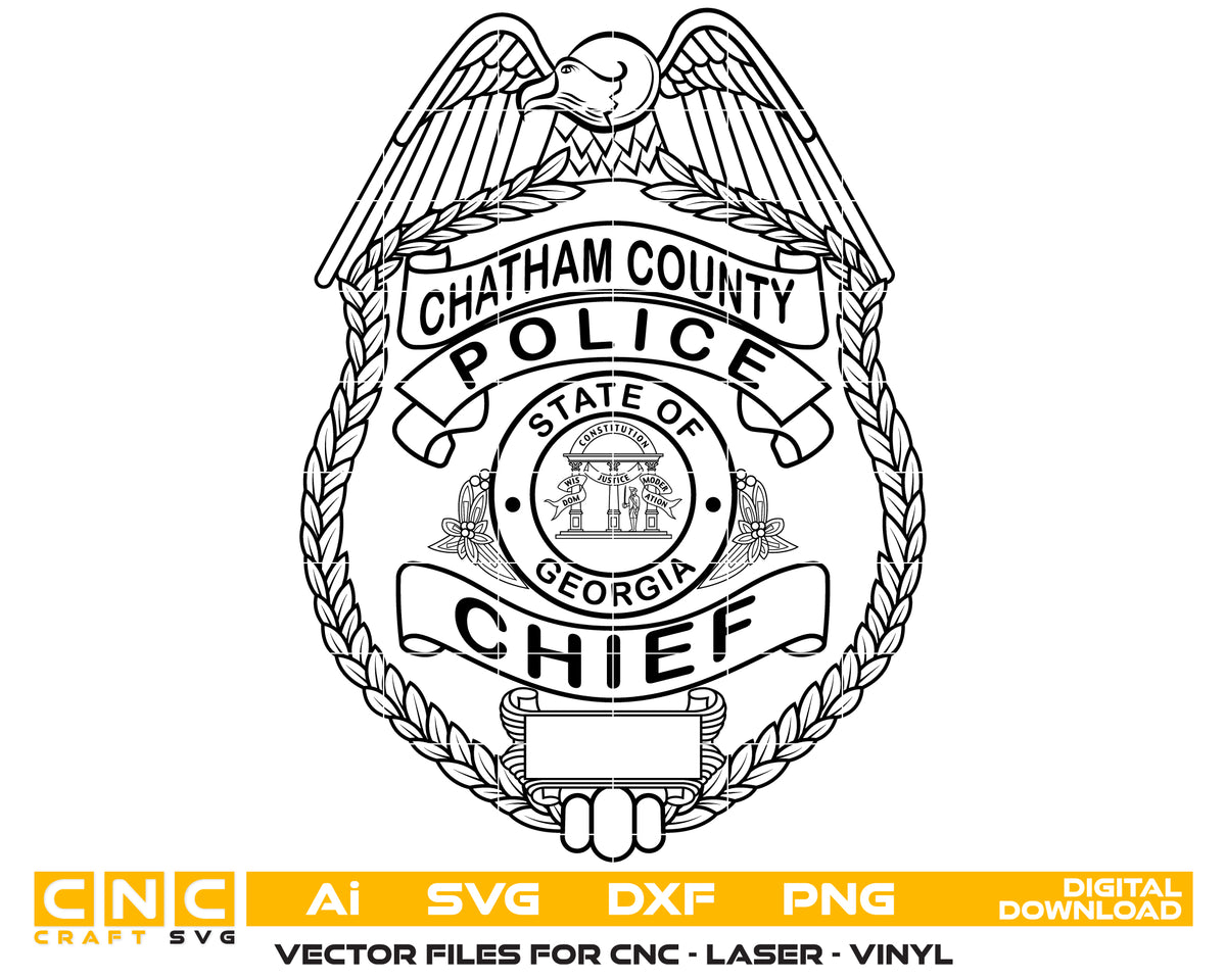 Chatham County Police Chief Badge SVG Georgia Law Enforcement Vector