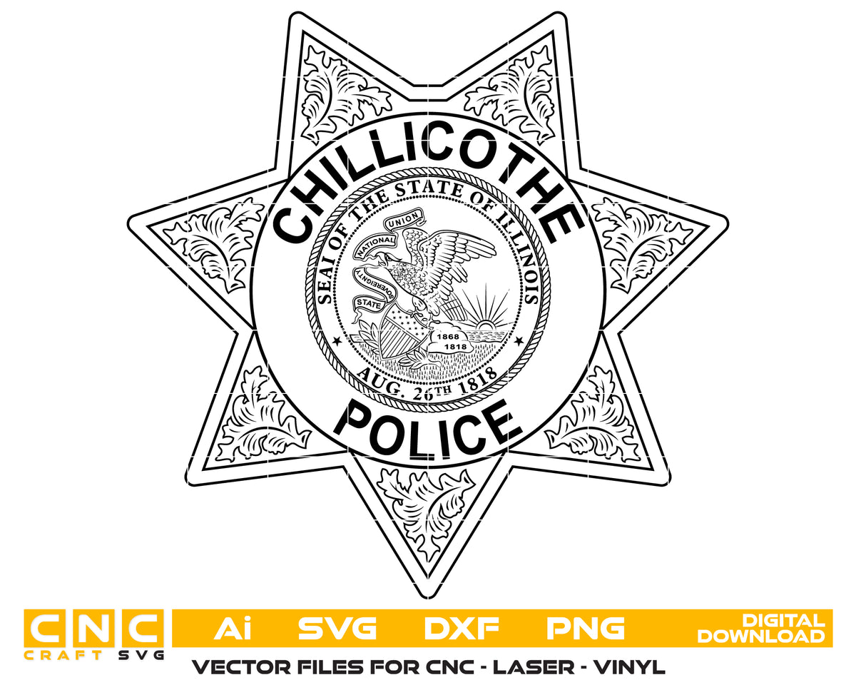 Chillicothe Police Department Badge SVG Illinois Law Enforcement Vector