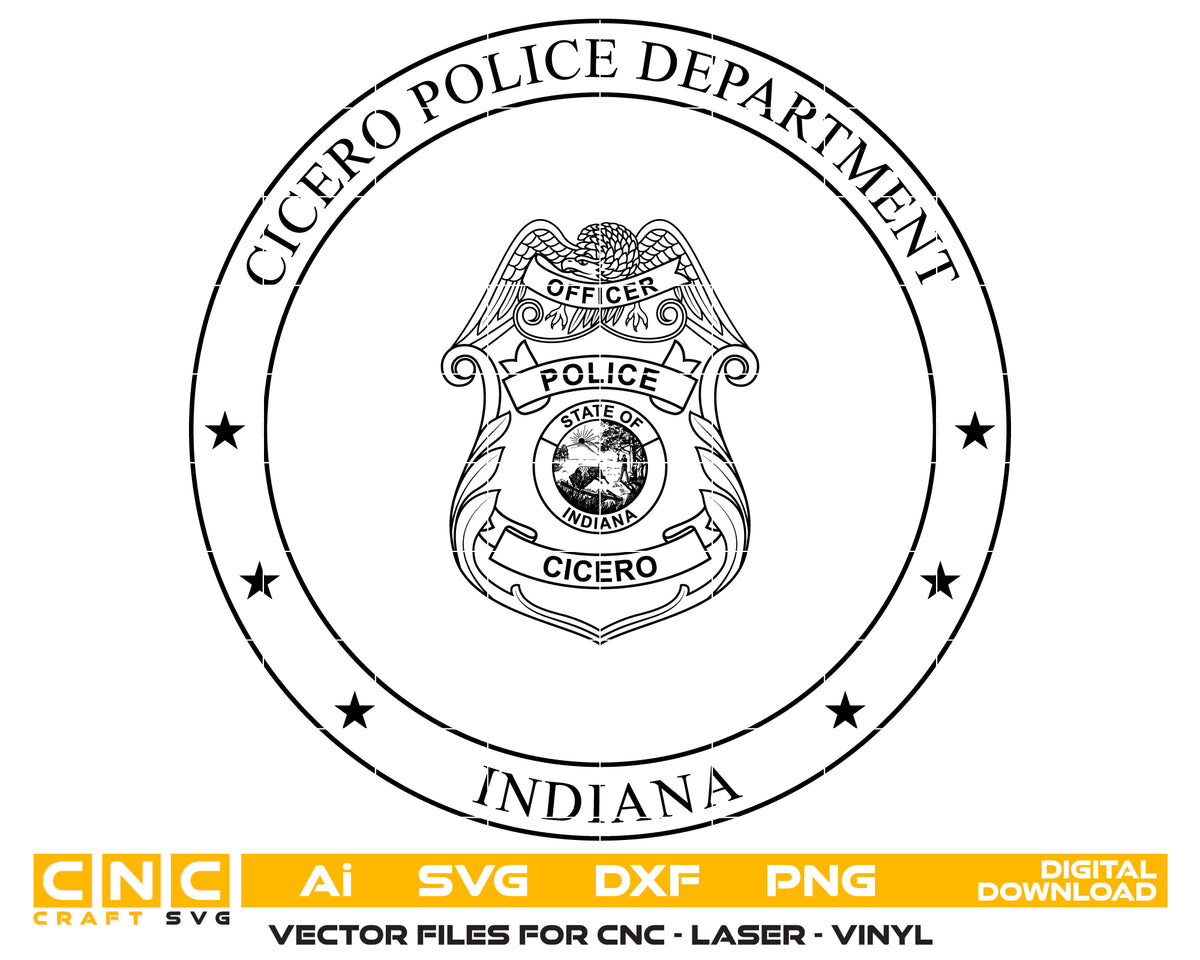 Cicero Police Officer Badge SVG Indiana Law Enforcement Vector