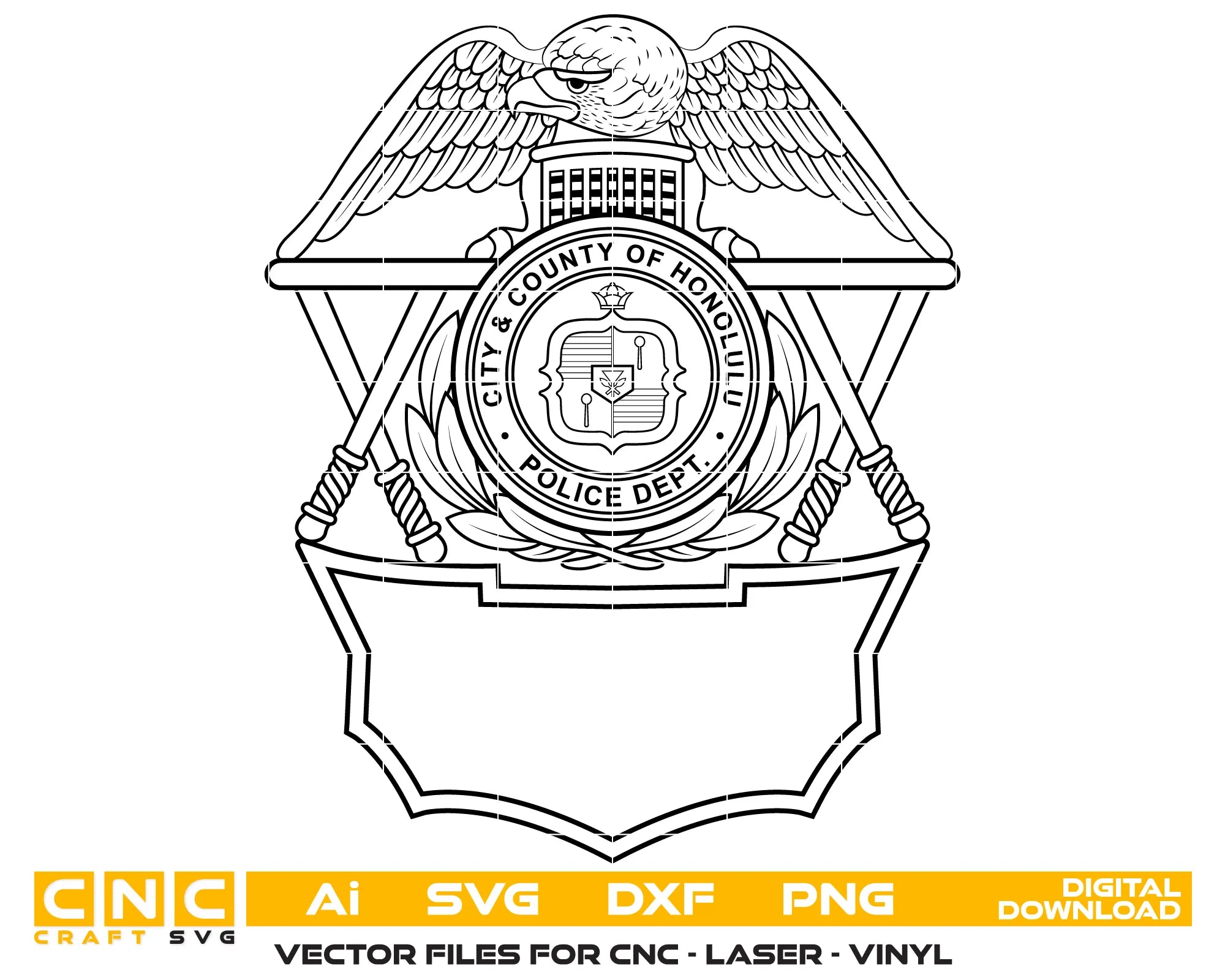 City and County of Honolulu Police Department Badge SVG Hawaii Law Enforcement Vector