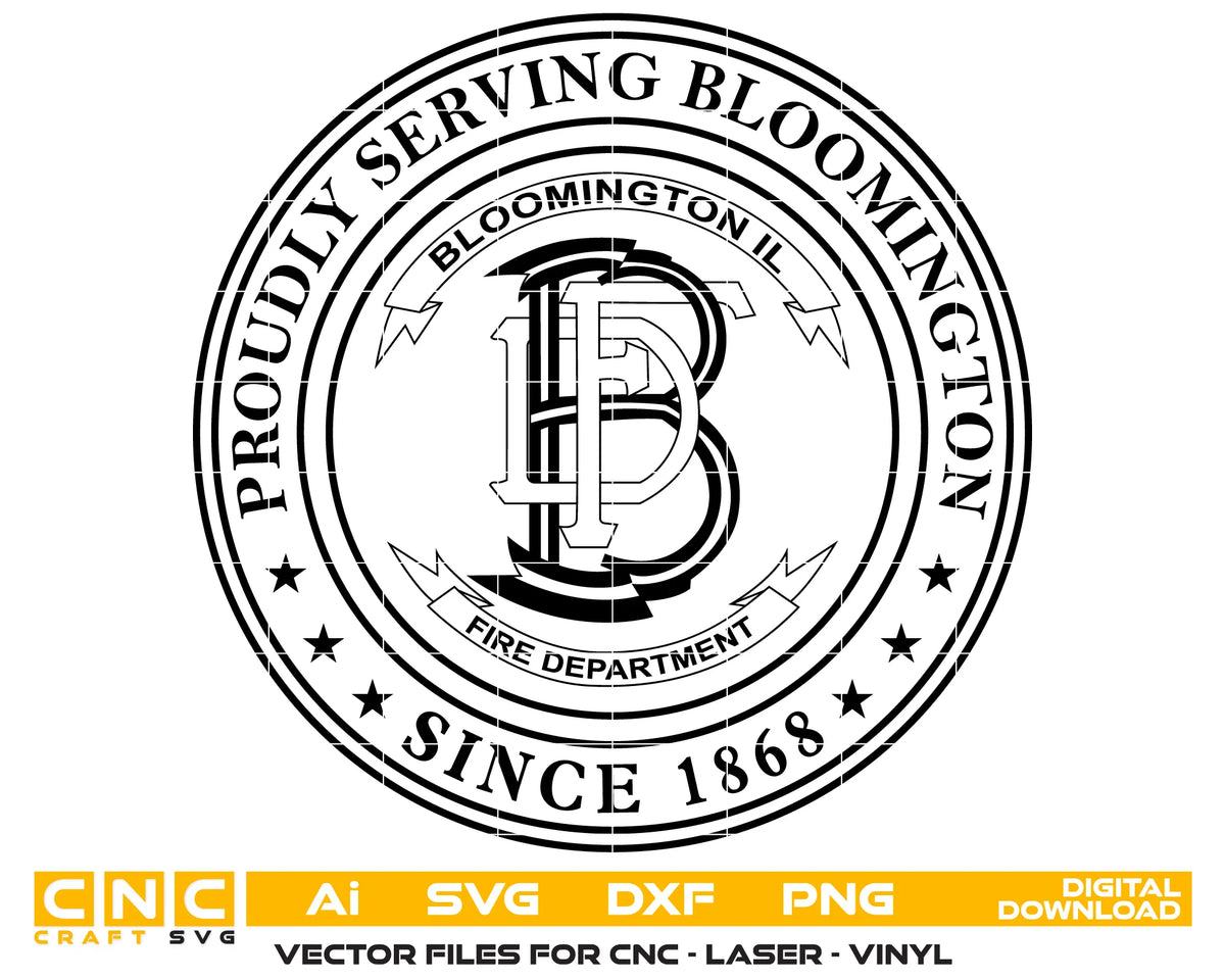 City of Bloomington Fire Department Patch Illinois SVG Fire Rescue Vector