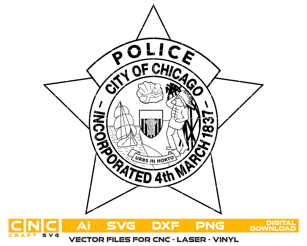 City of Chicago Police Department Badge SVG Illinois Law Enforcement Vector