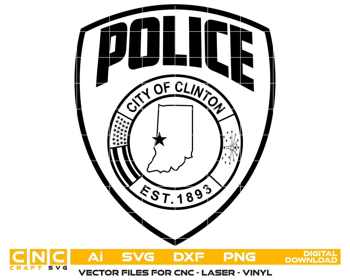 City of Clinton Police Patch SVG Indiana Law Enforcement Vector