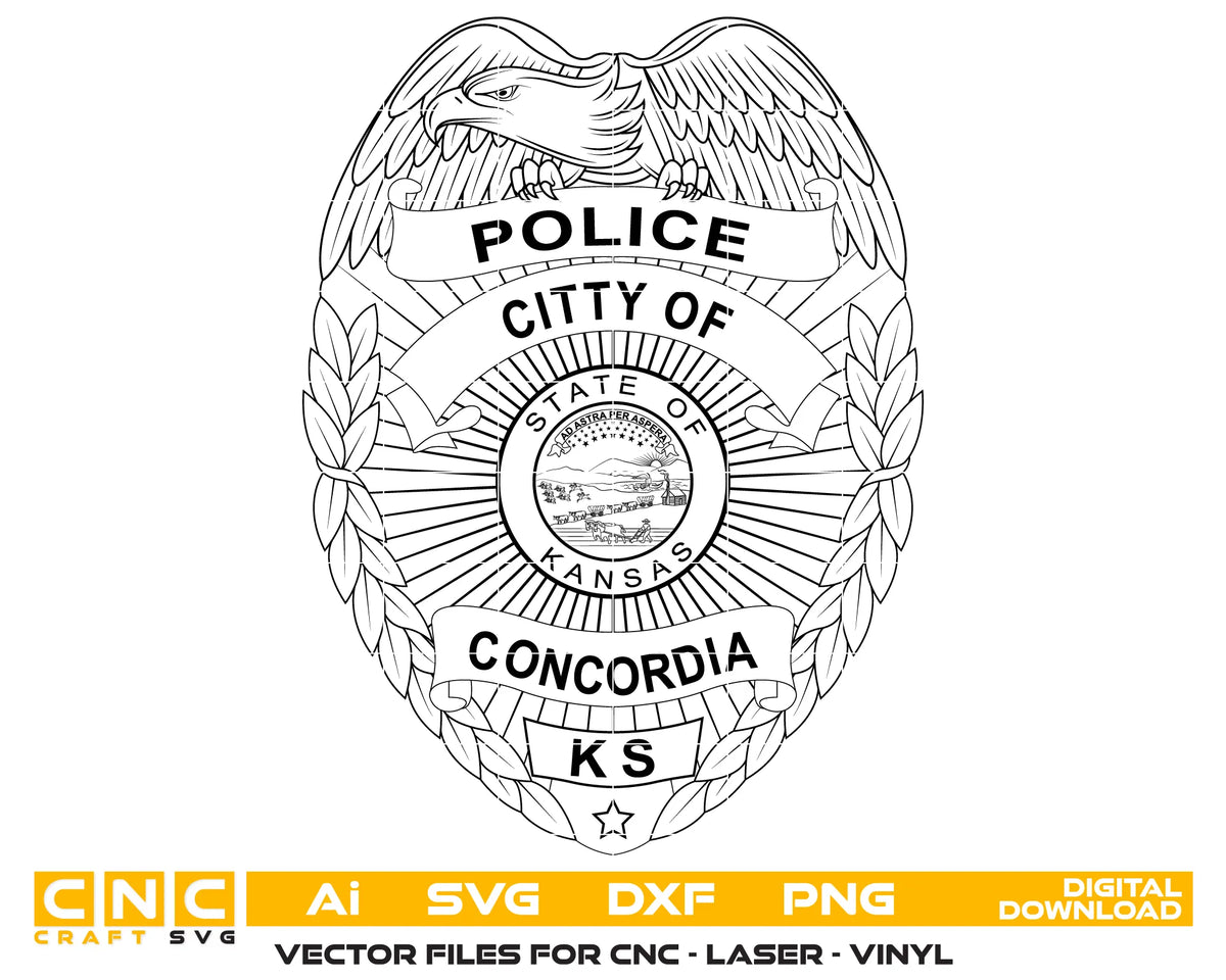 City of Concordia Police Department Badge Kansas SVG Law Enforcement Vector