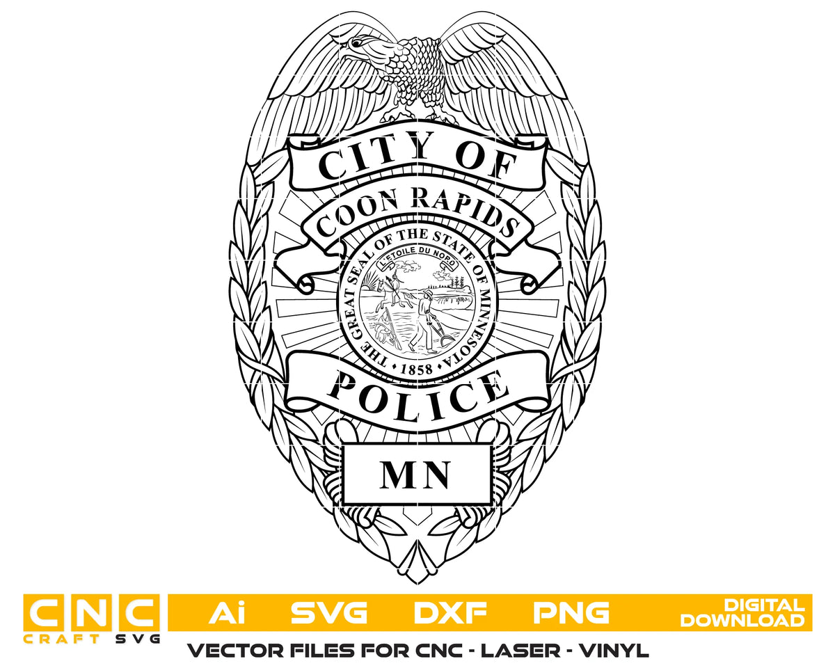 City of Coon Rapids Police Badge Minnesota SVG Law Enforcement Vector