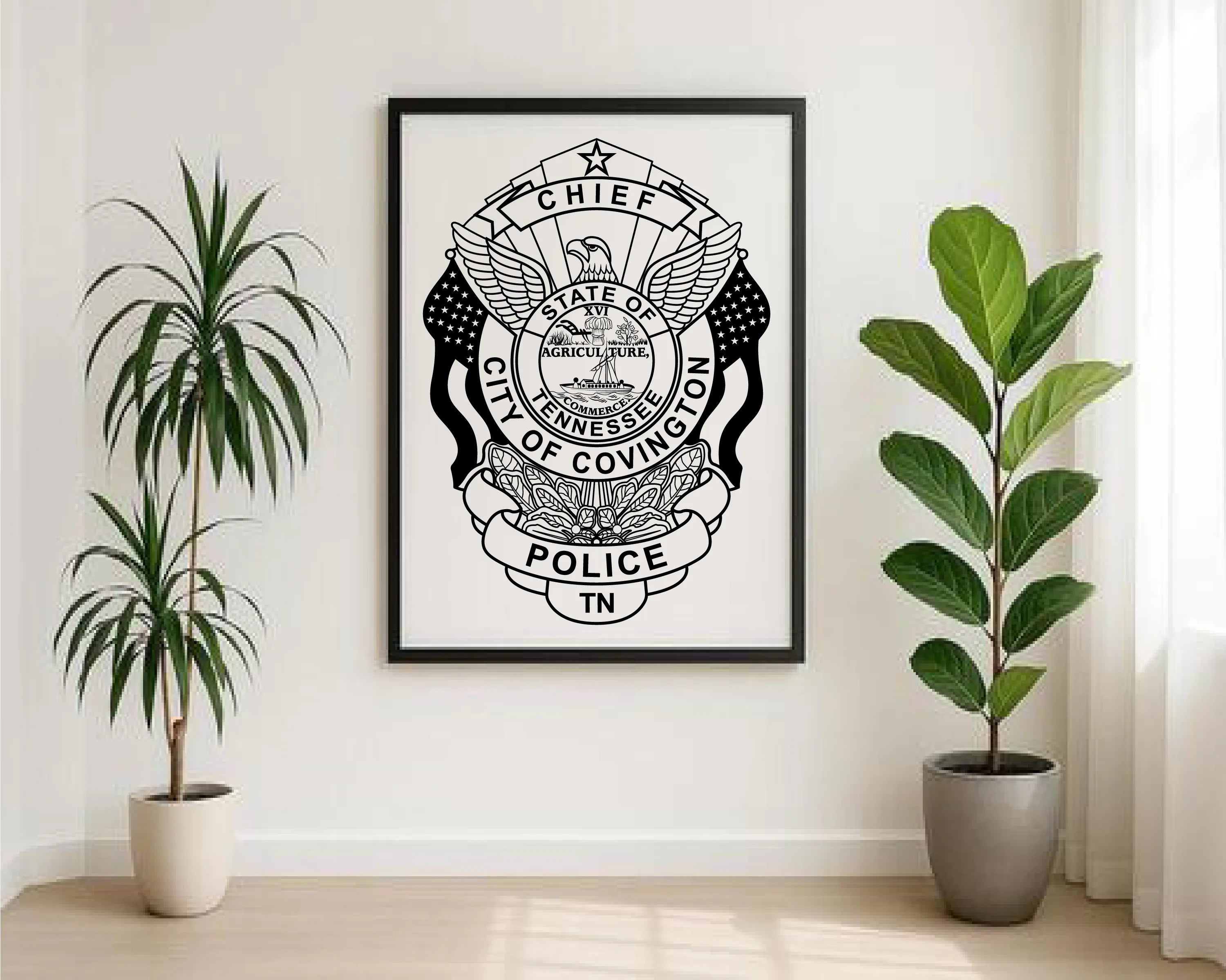 City of Covington Police Chief Badge SVG Tennessee Law Enforcement Vector