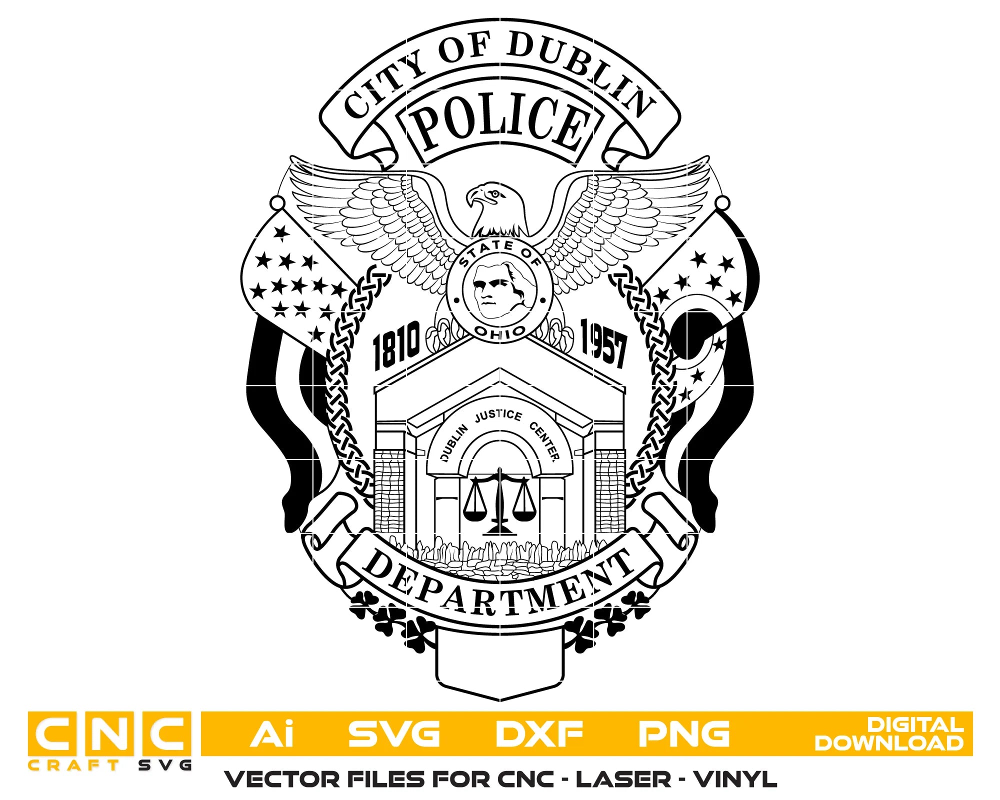 City of Dublin Police Department Badge SVG Ohio Law Enforcement Vector