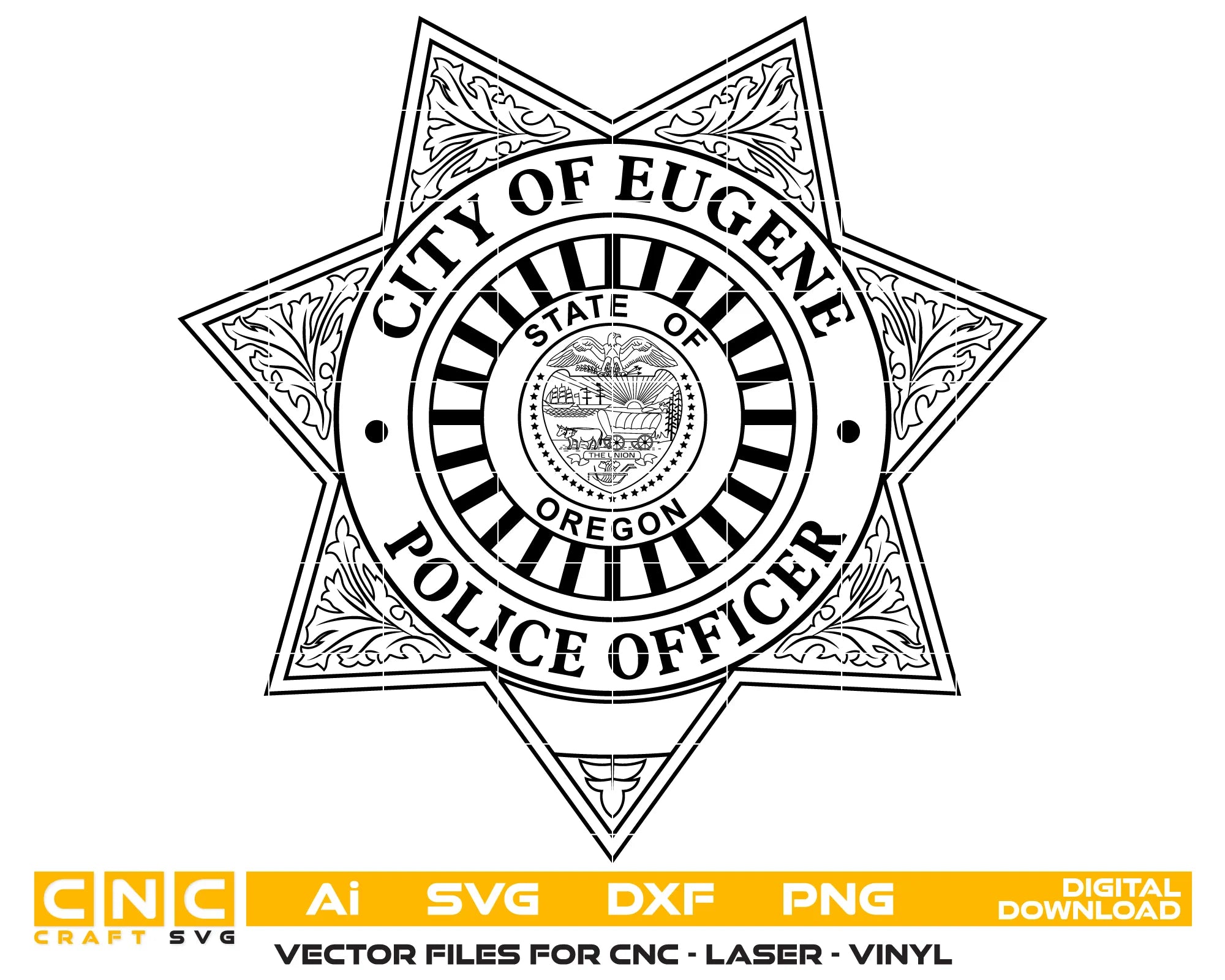 City of Eugene Police Officer Badge SVG Oregon Law Enforcement Vector
