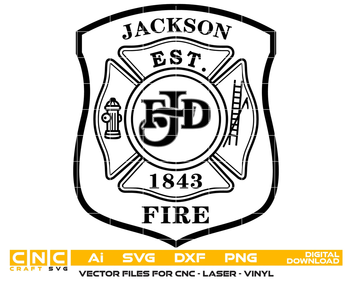 City Of Jackson Fire Department Patch Michigan SVG Firefighter Vector
