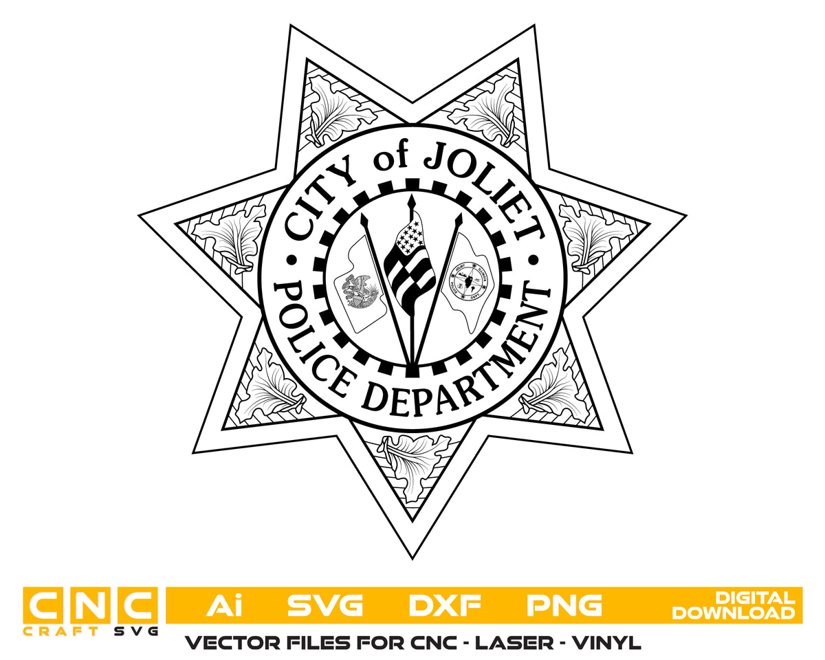 City of Joliet Police Badge SVG Illinois Law Enforcement Vector