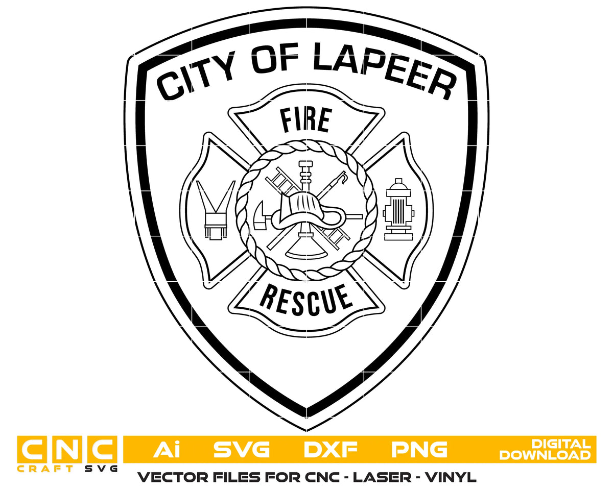 City Of Lapeer Fire & Rescue Department Patch Michigan SVG Firefighter Vector