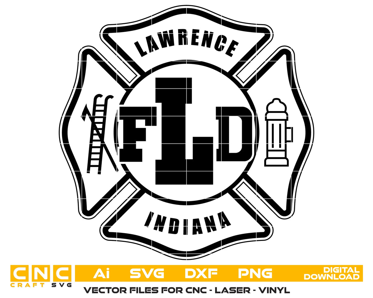 City Of Lawrence Fire Department Badge Indiana SVG Firefighter Vector