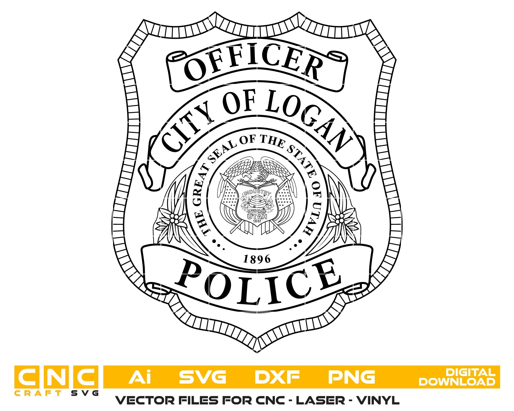 City of Logan Police Officer Badge SVG Utah Law Enforcement Vector