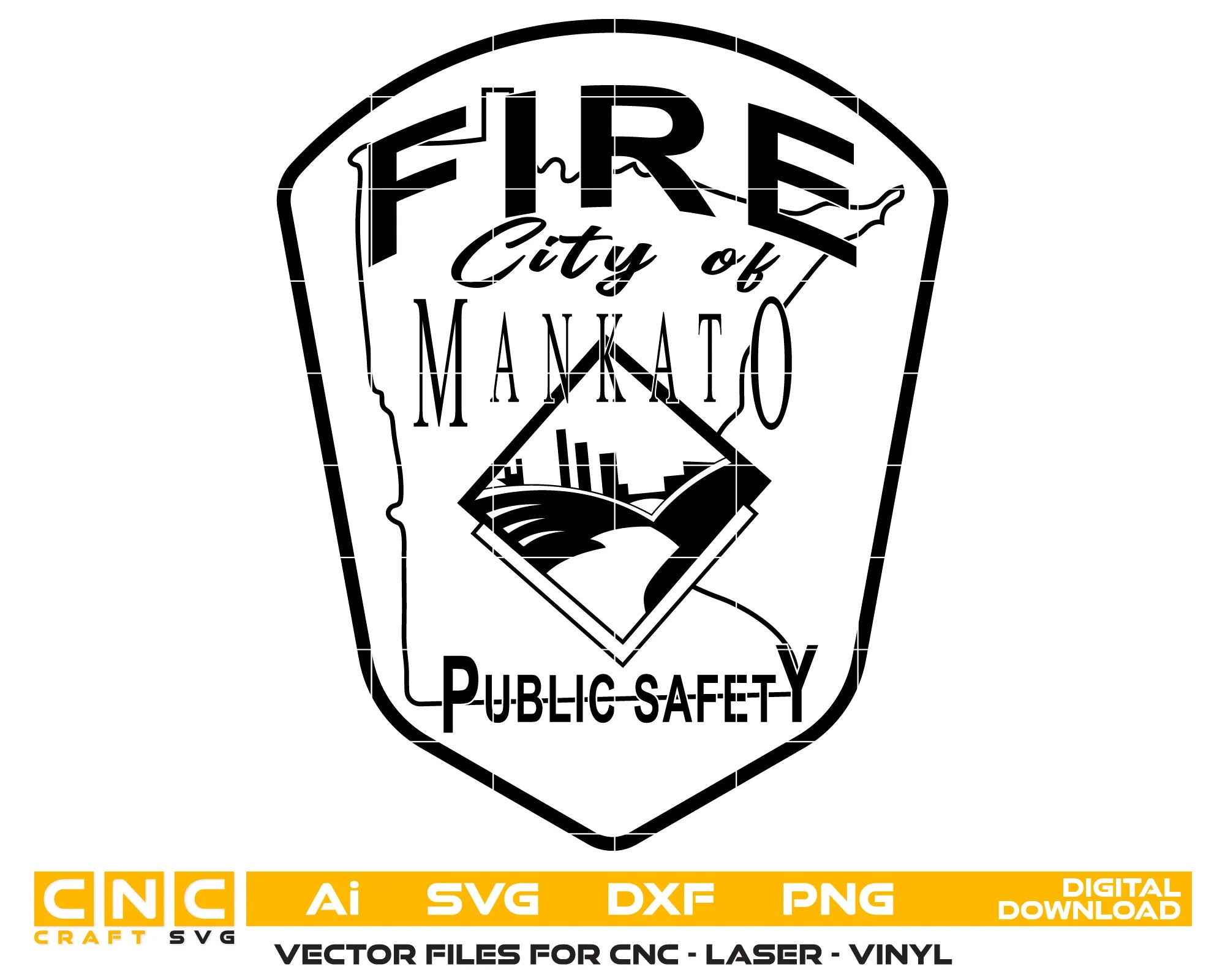 City of Mankato Fire Public Safety Patch SVG Minnesota Firefighter Vector
