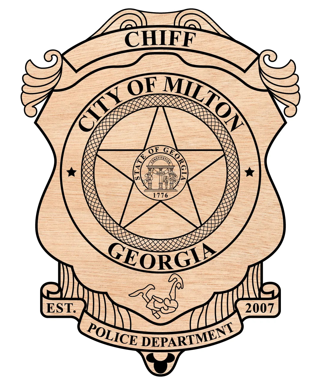 City of Milton Police Chief Badge Georgia SVG Georgia Law Enforcement Vector