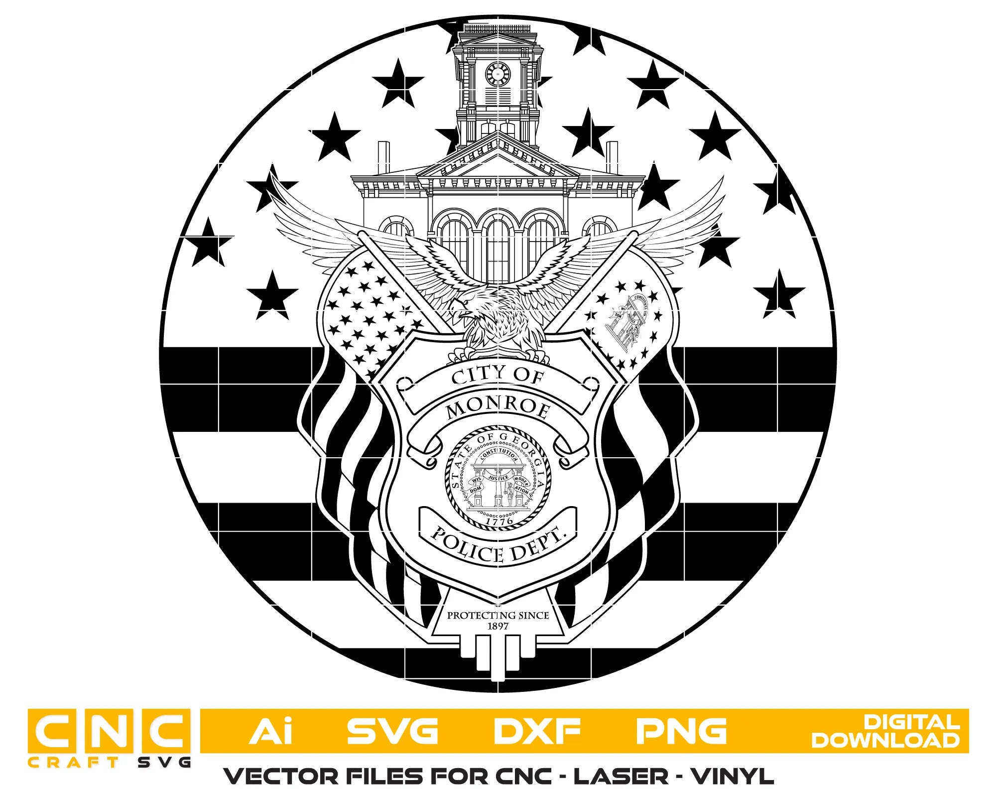 City of Monroe Police Department Badge SVG Georgia Law Enforcement Vector