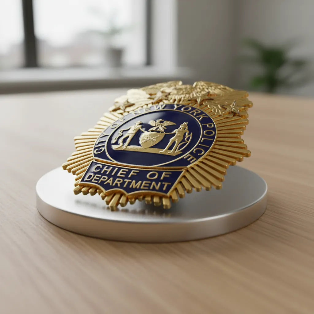NYPD Chief of Department Badge SVG

New York Law Enforcement Vector Design

NYC Police Sunburst Badge Engraving File

City of New York Police Sign CNC File

NYPD Seal Badge Vector for Laser Cutting