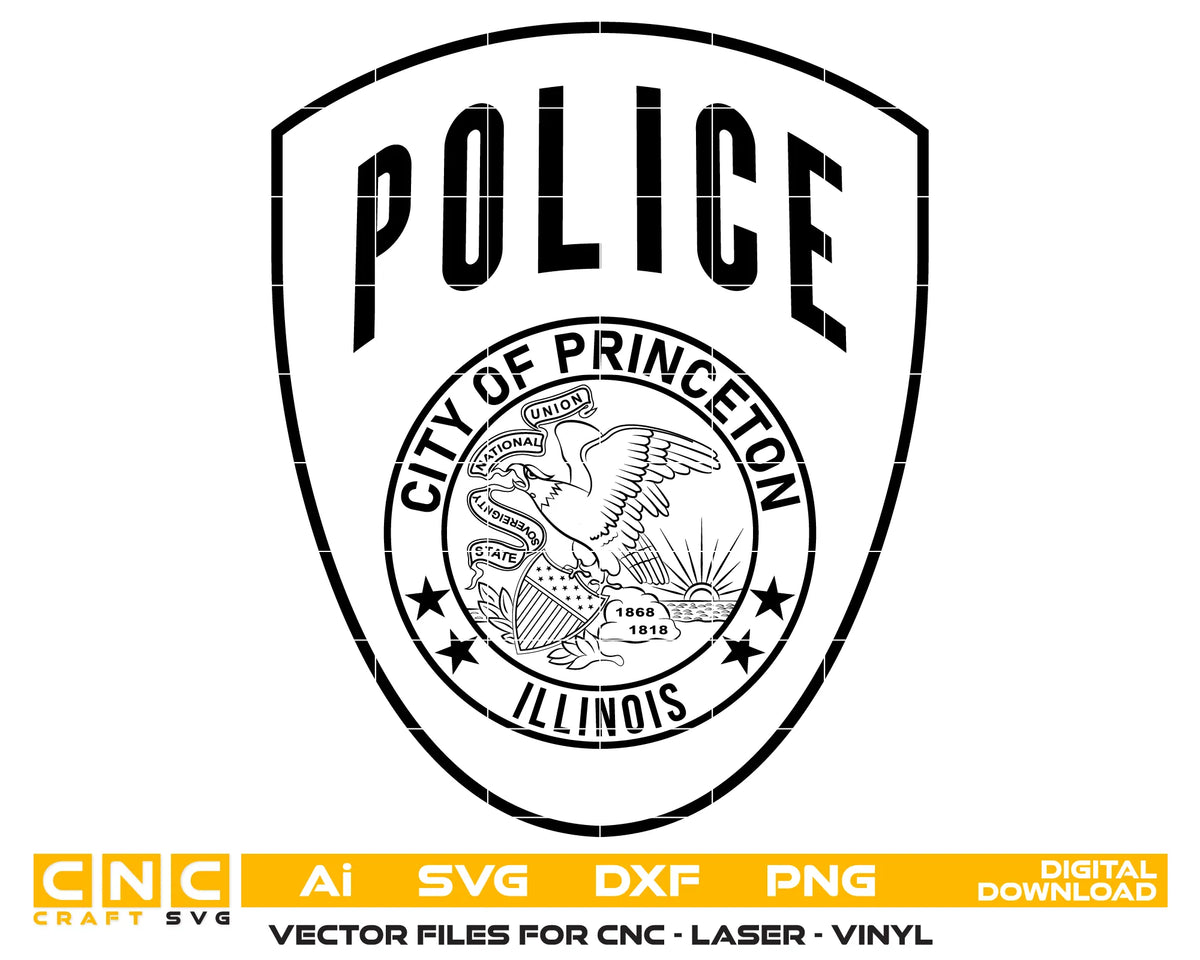 City Of Princeton Police Department Patch SVG Illinois Law Enforcement Vector