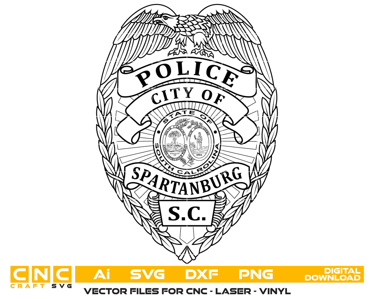 City of Spartanburg Police Badge SVG South Carolina Law Enforcement Vector