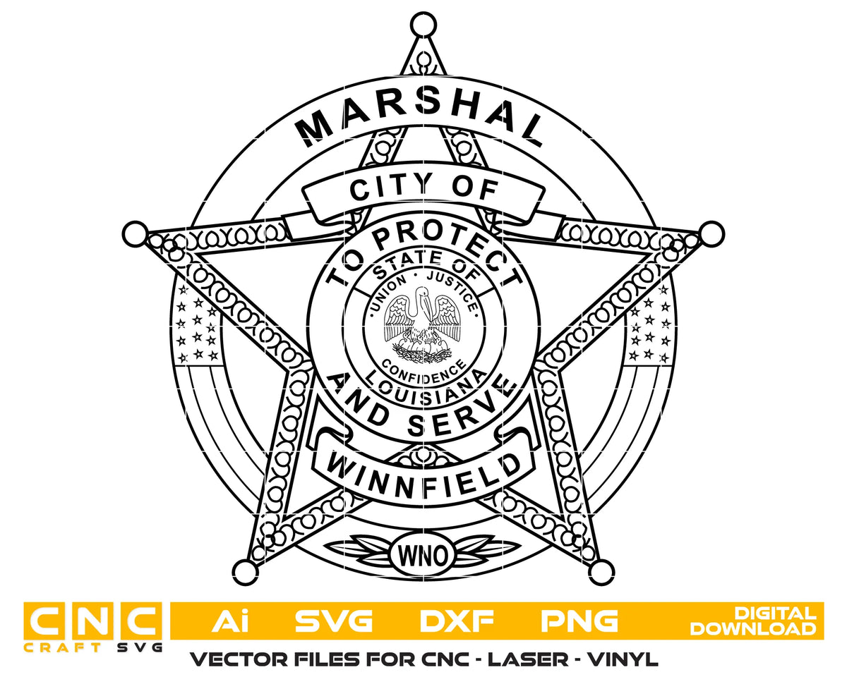 City of Winnfield Marshal Badge SVG Louisiana Law Enforcement Vector
